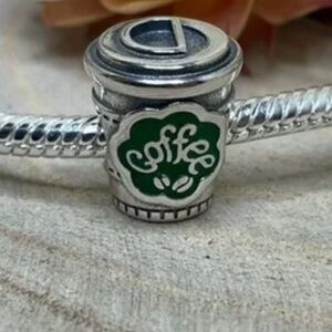 925 Coffee Lovers Charm For Most Charm Bracelets, NEW